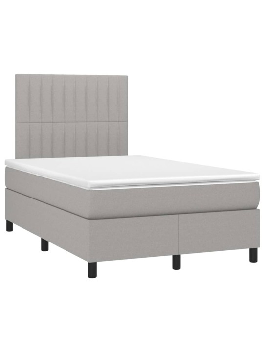 Box spring postel s matrací a LED světle šedá 120x190 cm textil