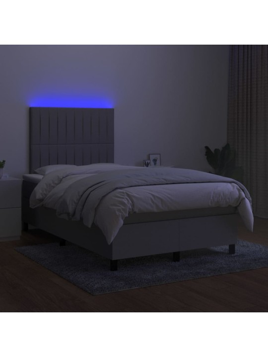 Box spring postel s matrací a LED světle šedá 120x190 cm textil