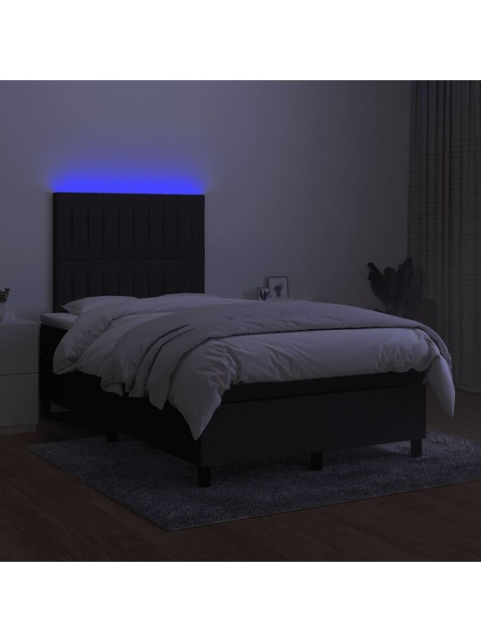 Box spring postel s matrací a LED černá 120x190 cm textil