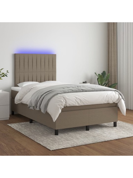 Box spring postel s matrací a led taupe 120x190 cm textil
