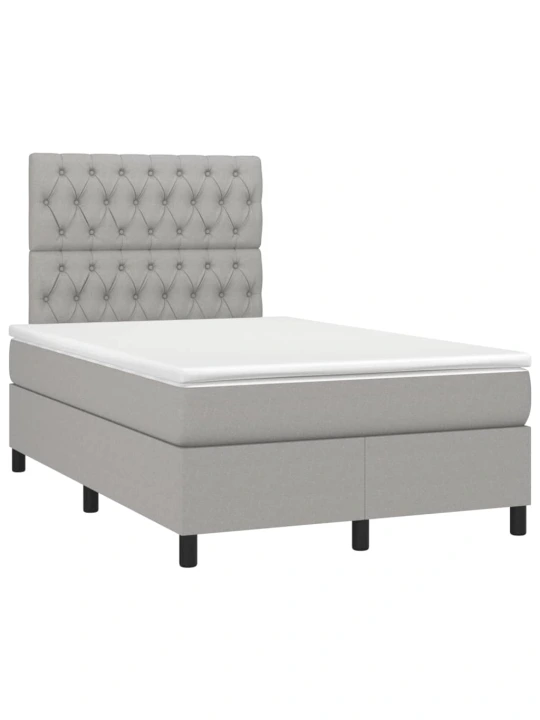 Box spring postel s matrací a LED světle šedá 120x190 cm textil
