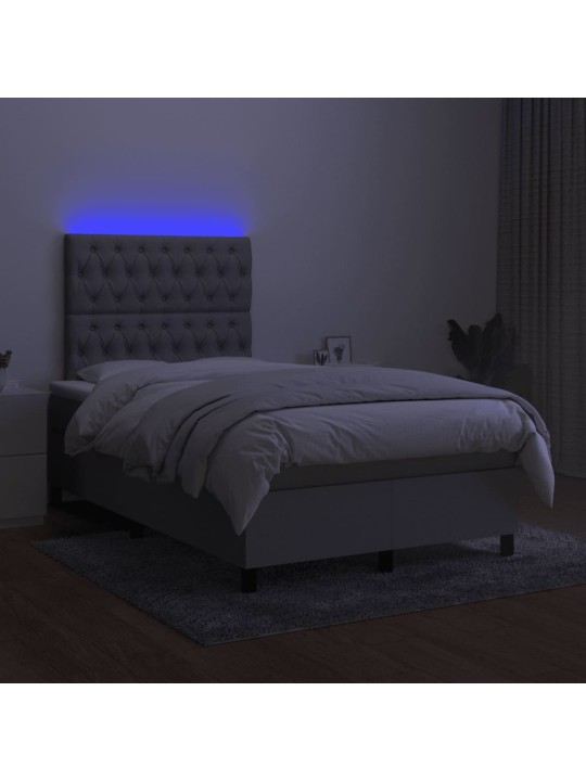 Box spring postel s matrací a LED světle šedá 120x190 cm textil