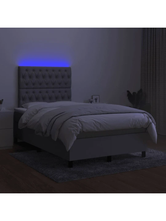 Box spring postel s matrací a LED světle šedá 120x190 cm textil