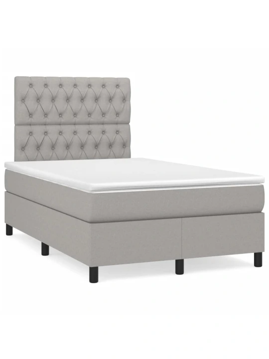 Box spring postel s matrací a LED světle šedá 120x190 cm textil