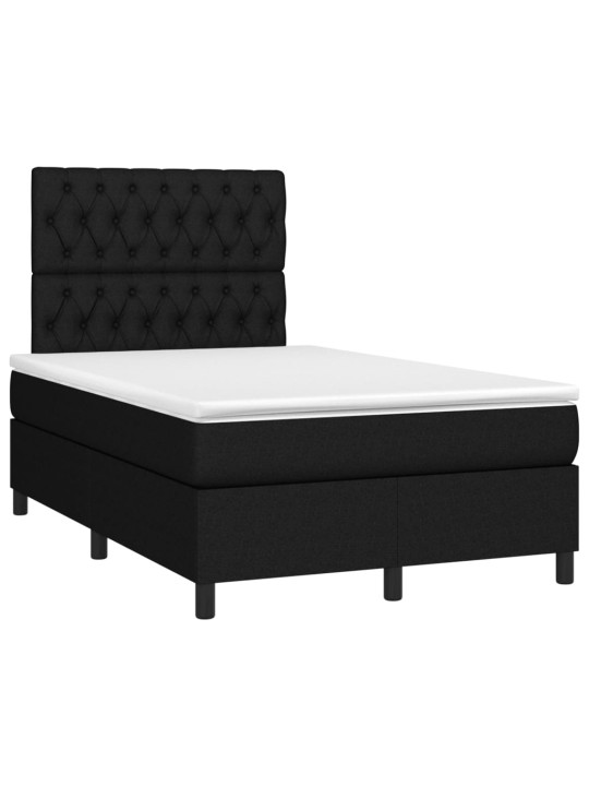 Box spring postel s matrací a LED černá 120x190 cm textil