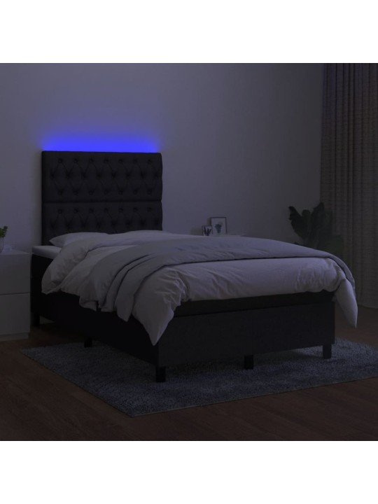 Box spring postel s matrací a LED černá 120x190 cm textil
