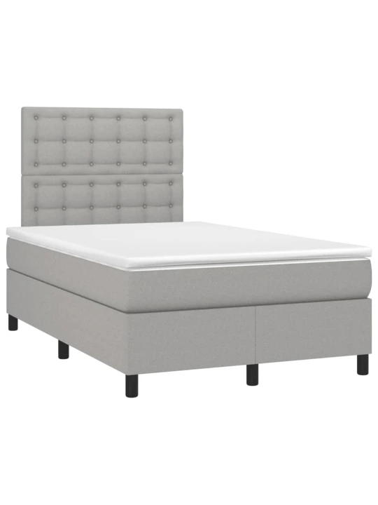 Box spring postel s matrací a LED světle šedá 120x190 cm textil