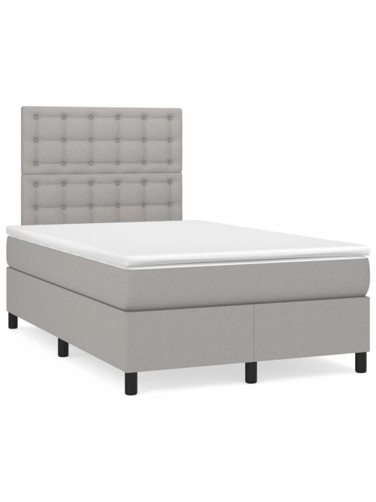 Box spring postel s matrací a LED světle šedá 120x190 cm textil