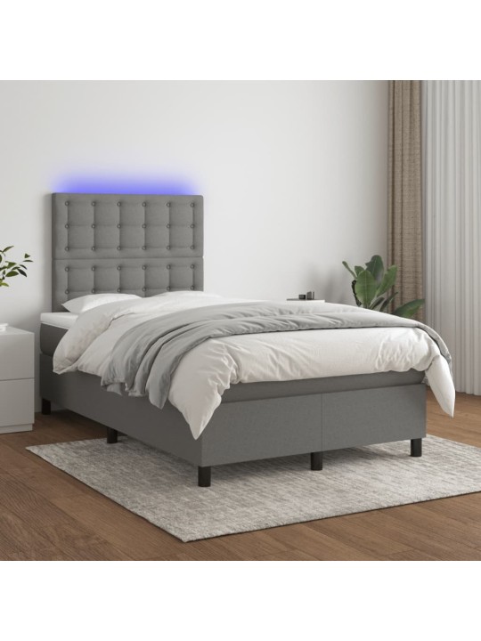 Box spring postel s matrací a LED tmavě šedá 120x190 cm textil