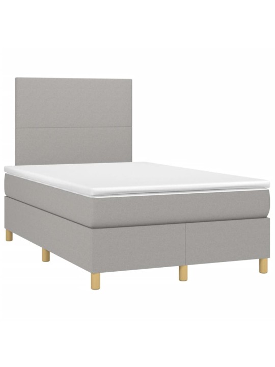 Box spring postel s matrací a LED světle šedá 120x190 cm textil