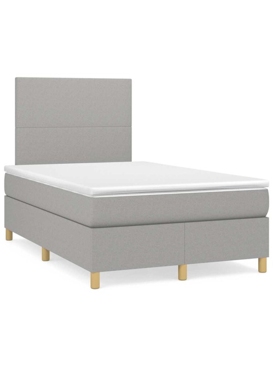 Box spring postel s matrací a LED světle šedá 120x190 cm textil