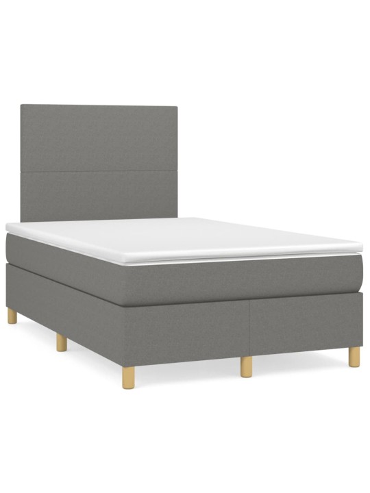 Box spring postel s matrací a LED tmavě šedá 120x190 cm textil