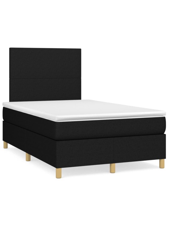Box spring postel s matrací a LED černá 120x190 cm textil