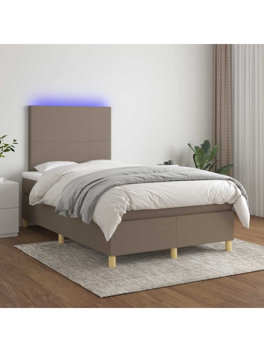 Box spring postel s matrací a led taupe 120x190 cm textil