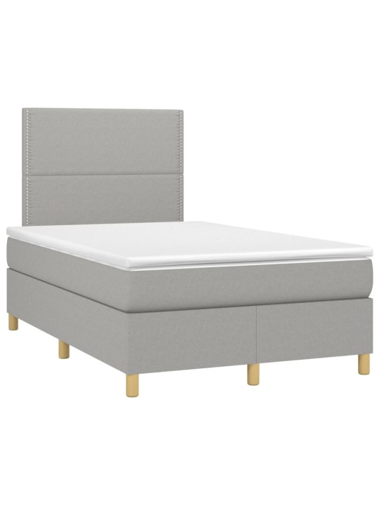 Box spring postel s matrací a LED světle šedá 120x190 cm textil