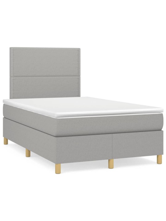Box spring postel s matrací a LED světle šedá 120x190 cm textil