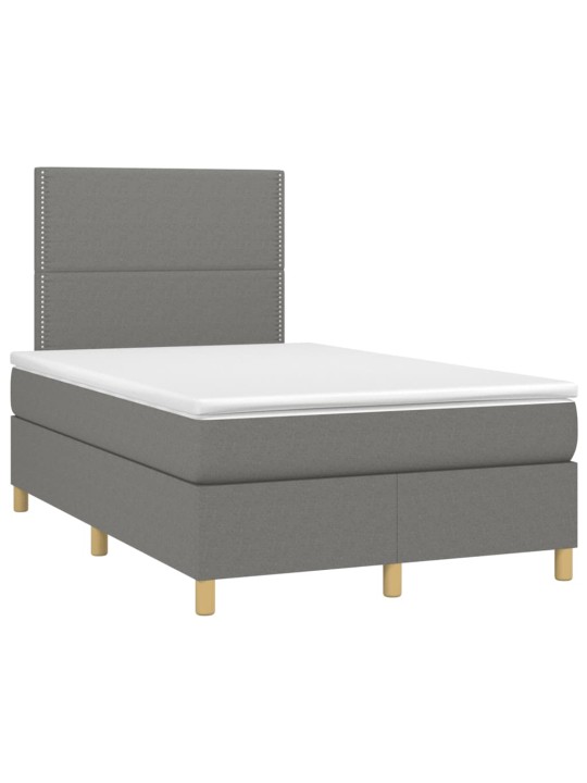 Box spring postel s matrací a LED tmavě šedá 120x190 cm textil