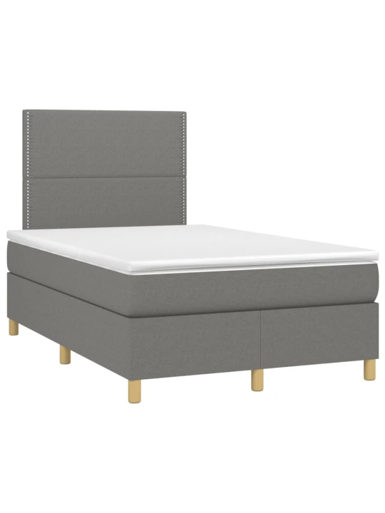 Box spring postel s matrací a LED tmavě šedá 120x190 cm textil