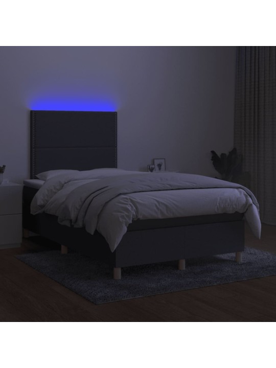 Box spring postel s matrací a LED tmavě šedá 120x190 cm textil