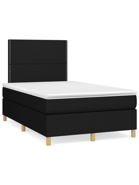 Box spring postel s matrací a LED černá 120x190 cm textil