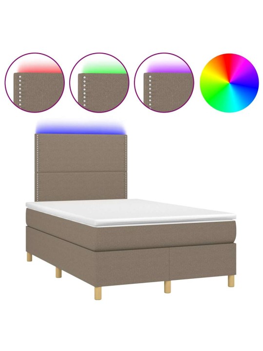 Box spring postel s matrací a led taupe 120x190 cm textil