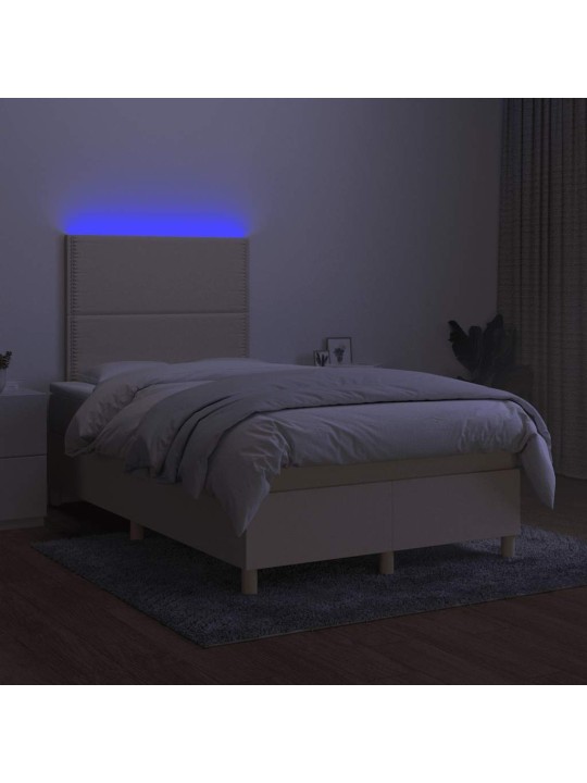 Box spring postel s matrací a led krémová 120x190 cm textil