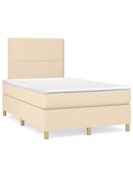 Box spring postel s matrací a led krémová 120x190 cm textil