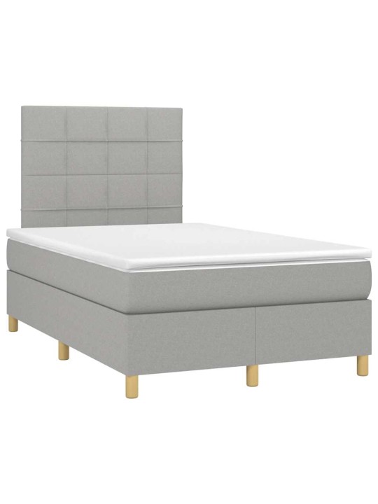 Box spring postel s matrací a LED světle šedá 120x190 cm textil