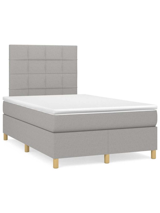 Box spring postel s matrací a LED světle šedá 120x190 cm textil