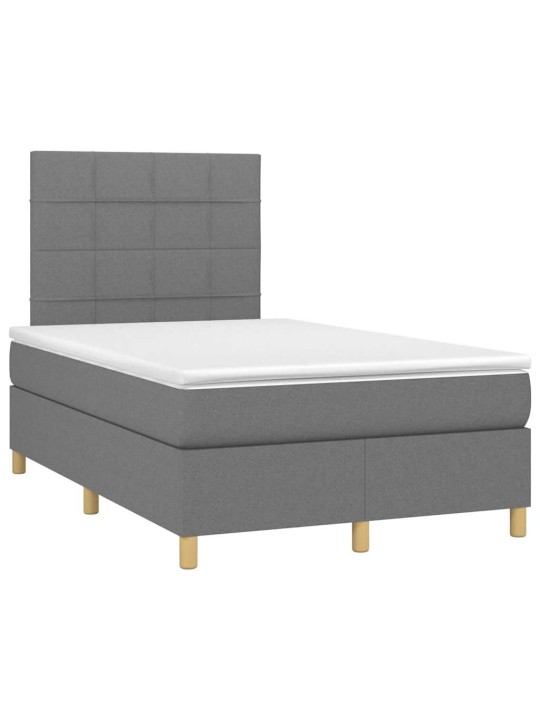 Box spring postel s matrací a LED tmavě šedá 120x190 cm textil