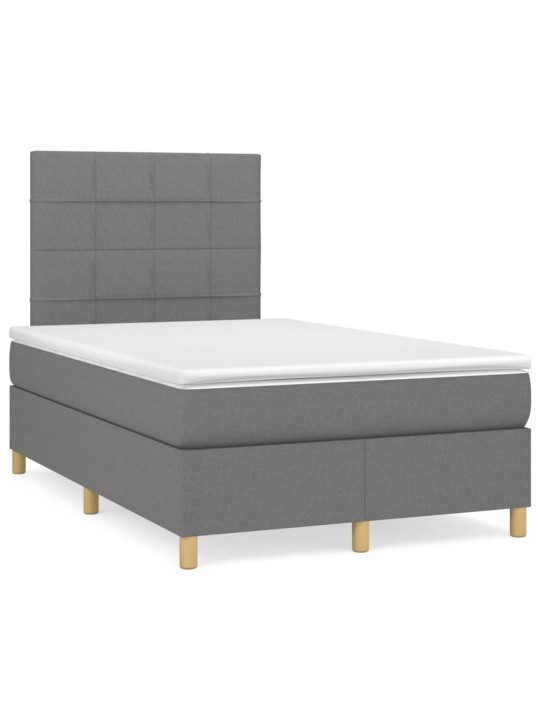Box spring postel s matrací a LED tmavě šedá 120x190 cm textil