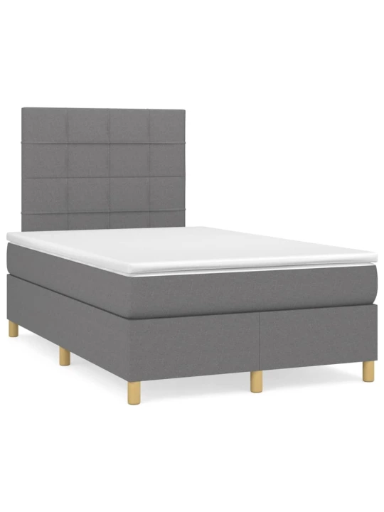 Box spring postel s matrací a LED tmavě šedá 120x190 cm textil