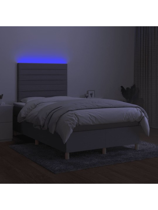 Box spring postel s matrací a LED světle šedá 120x190 cm textil