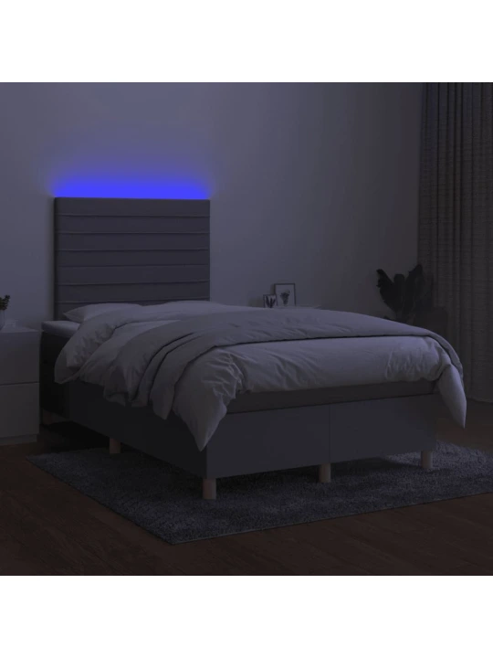 Box spring postel s matrací a LED světle šedá 120x190 cm textil