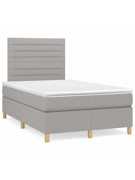 Box spring postel s matrací a LED světle šedá 120x190 cm textil