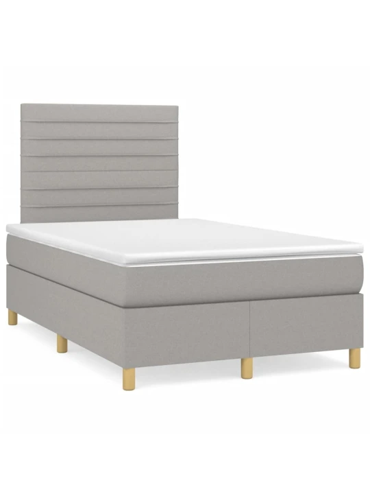 Box spring postel s matrací a LED světle šedá 120x190 cm textil