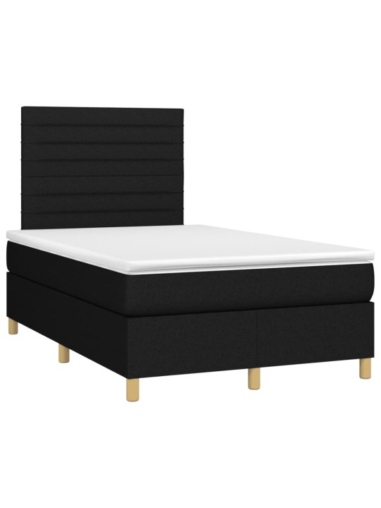 Box spring postel s matrací a LED černá 120x190 cm textil