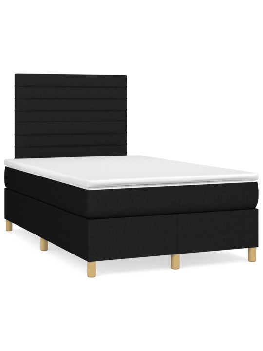 Box spring postel s matrací a LED černá 120x190 cm textil