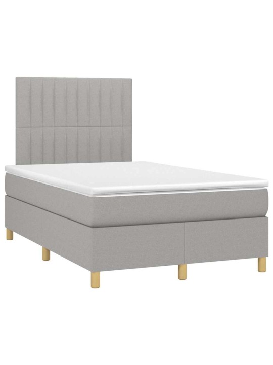 Box spring postel s matrací a LED světle šedá 120x190 cm textil
