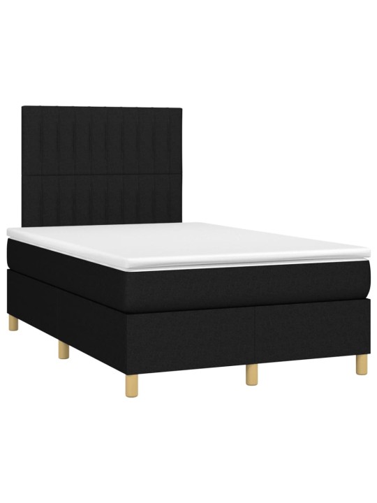 Box spring postel s matrací a LED černá 120x190 cm textil