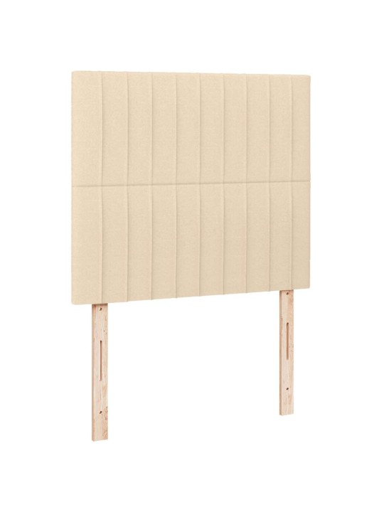 Box spring postel s matrací a led krémová 120x190 cm textil