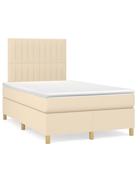 Box spring postel s matrací a led krémová 120x190 cm textil
