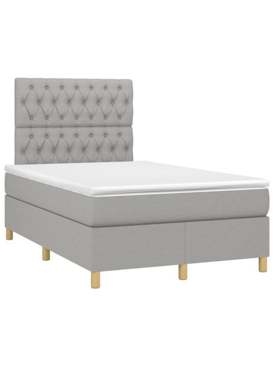 Box spring postel s matrací a LED světle šedá 120x190 cm textil