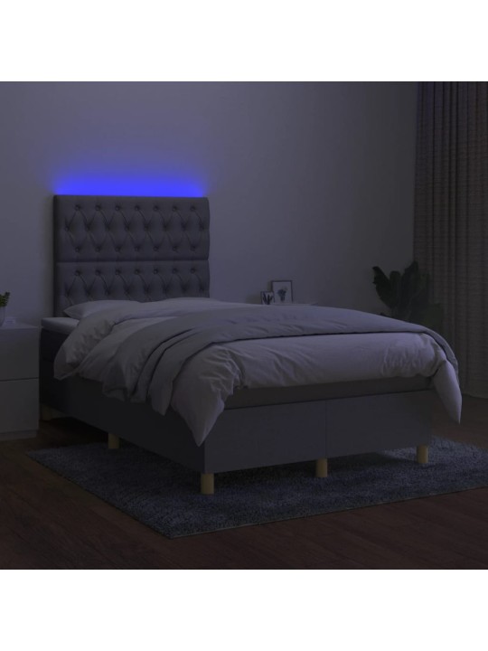 Box spring postel s matrací a LED světle šedá 120x190 cm textil