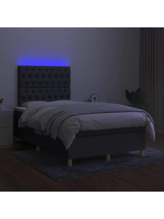 Box spring postel s matrací a LED tmavě šedá 120x190 cm textil