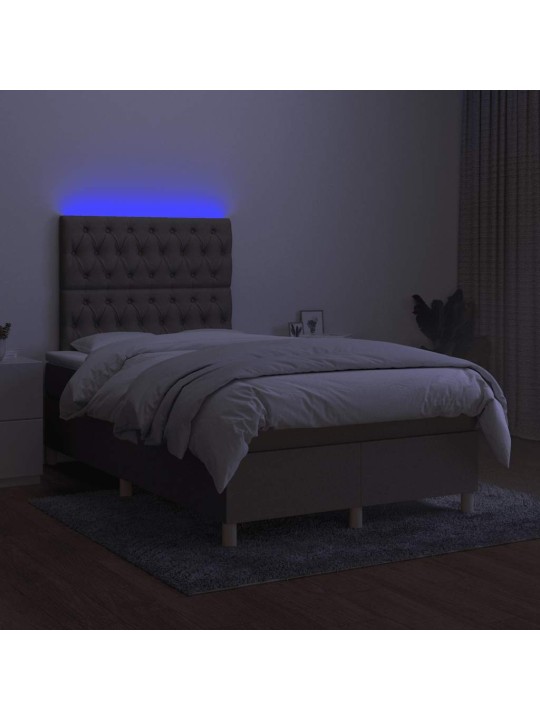 Box spring postel s matrací a led taupe 120x190 cm textil