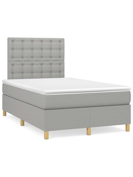 Box spring postel s matrací a LED světle šedá 120x190 cm textil