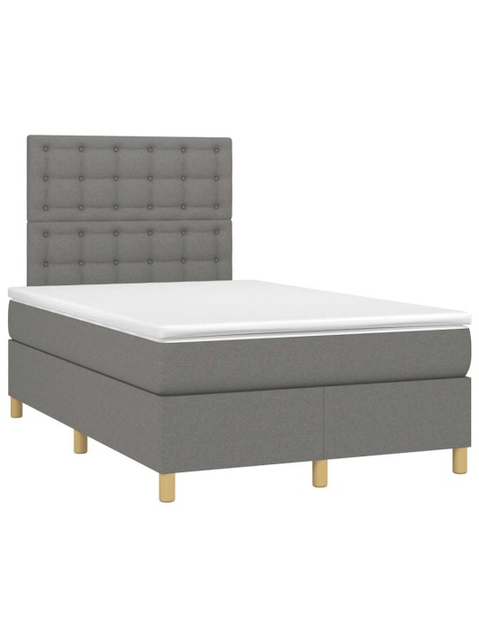 Box spring postel s matrací a LED tmavě šedá 120x190 cm textil