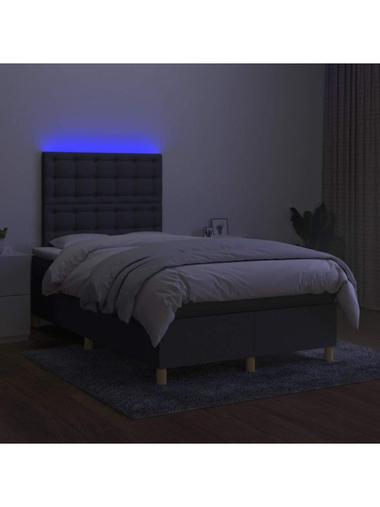 Box spring postel s matrací a LED tmavě šedá 120x190 cm textil