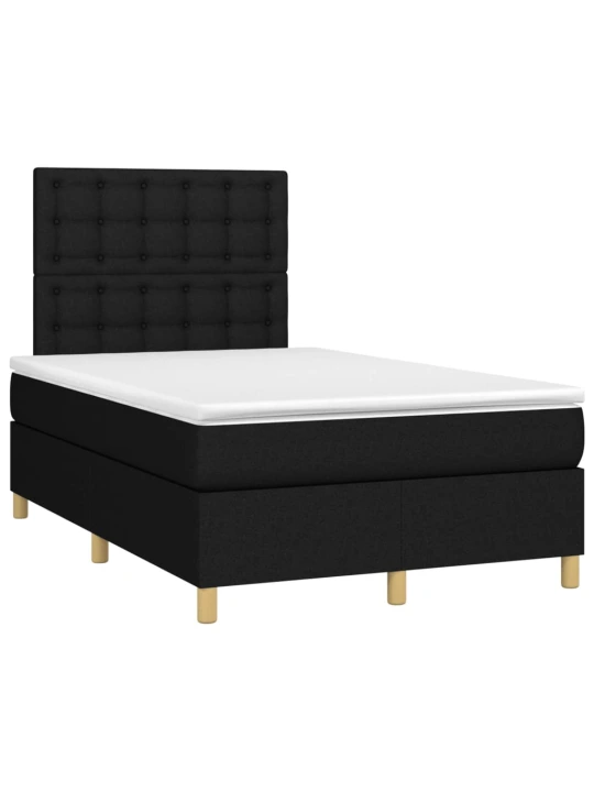 Box spring postel s matrací a LED černá 120x190 cm textil